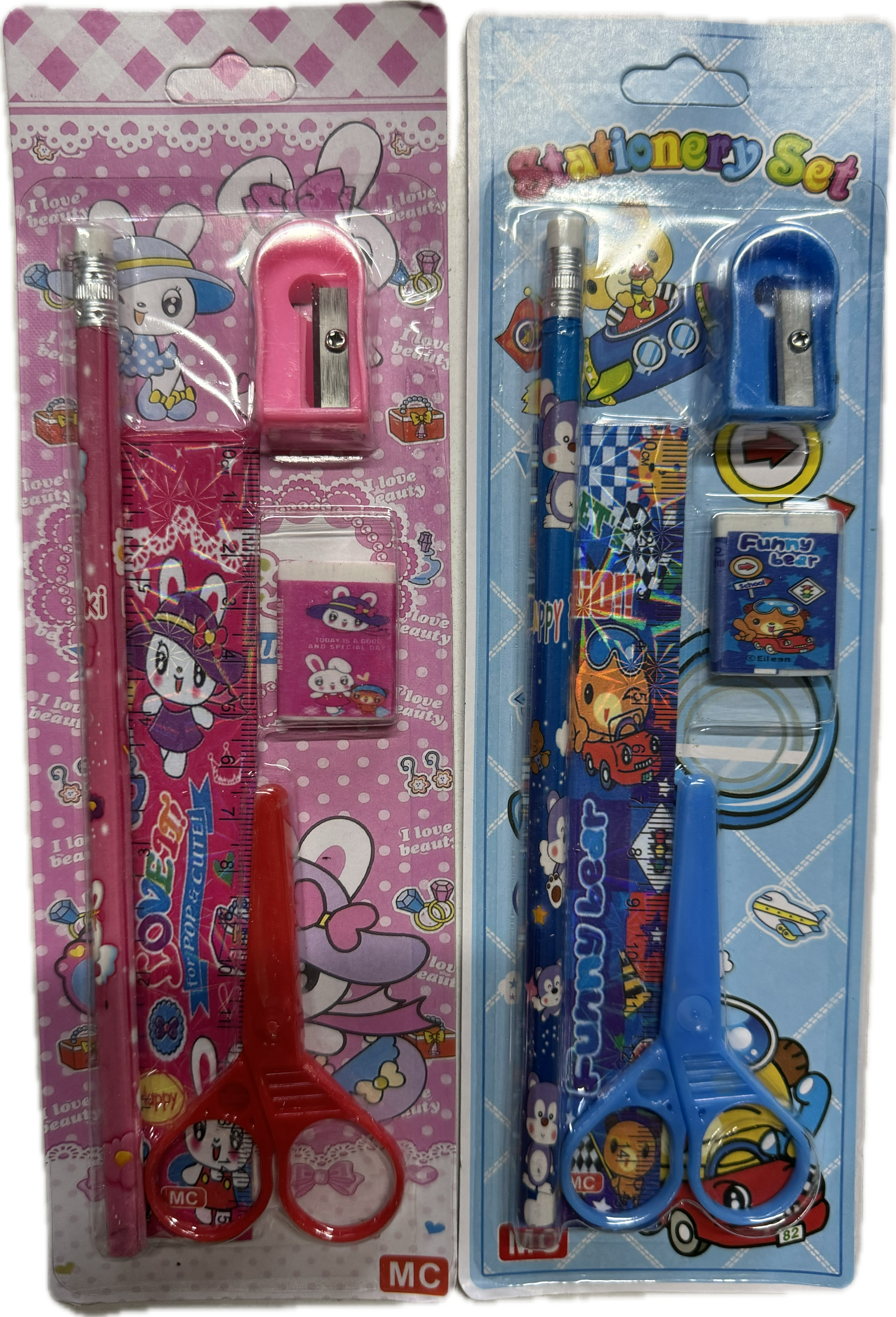 ST0199 Carded Stationery Set Pink and Blue ASST