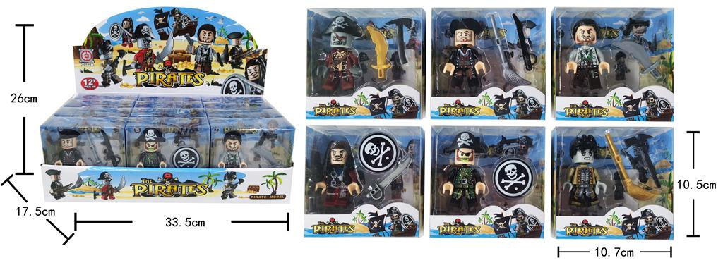 NO0269  Pirate Block Figures 12/Box