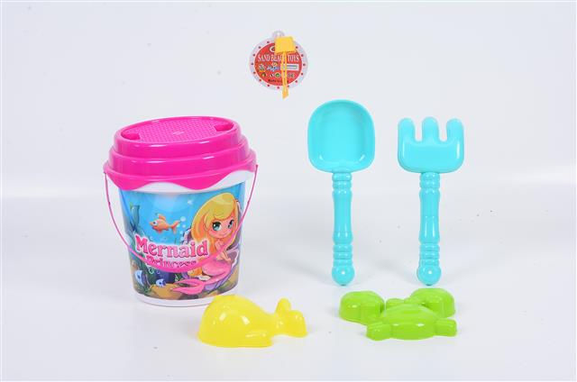 BE0121 Bucket with Lid Mermaid/ Zoo / Dino ASST 17.7 x 17.7 x 30CM