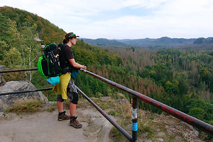 Abbie Barnes filming on the Malerweg in Germany, 2020