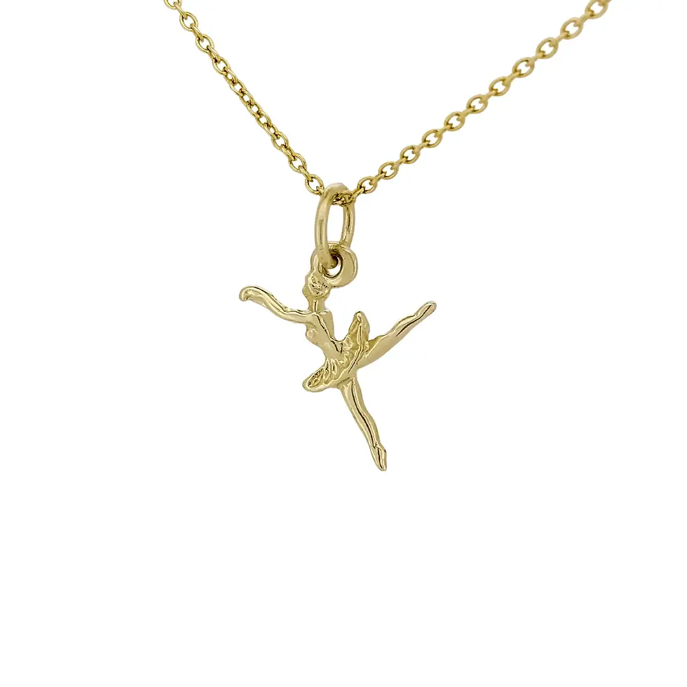 Full-length ballerina charm pendant displayed on necklace