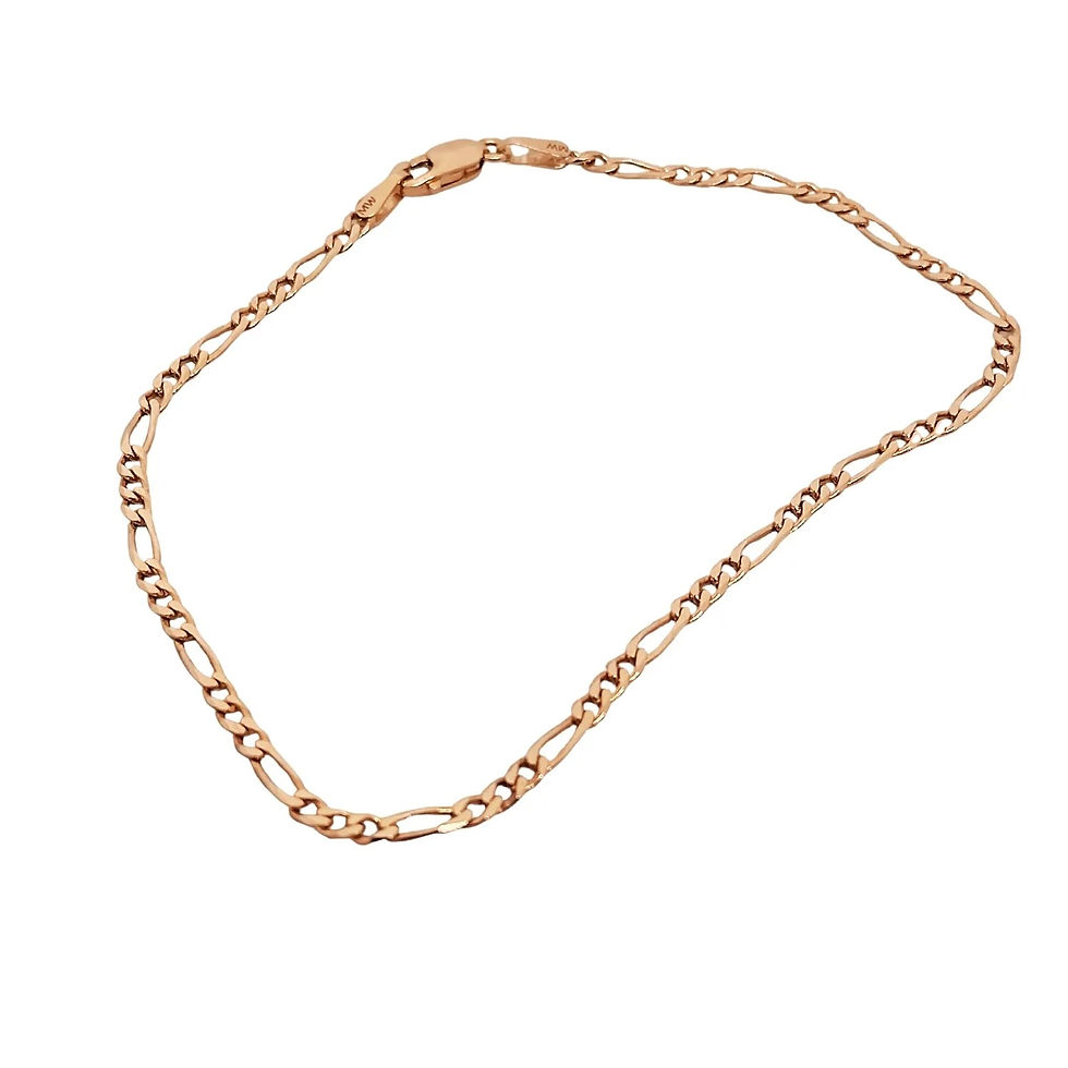 Thumbnail: Loose oval of 9ct rose gold Figaro chain anklet with 2.1mm links
