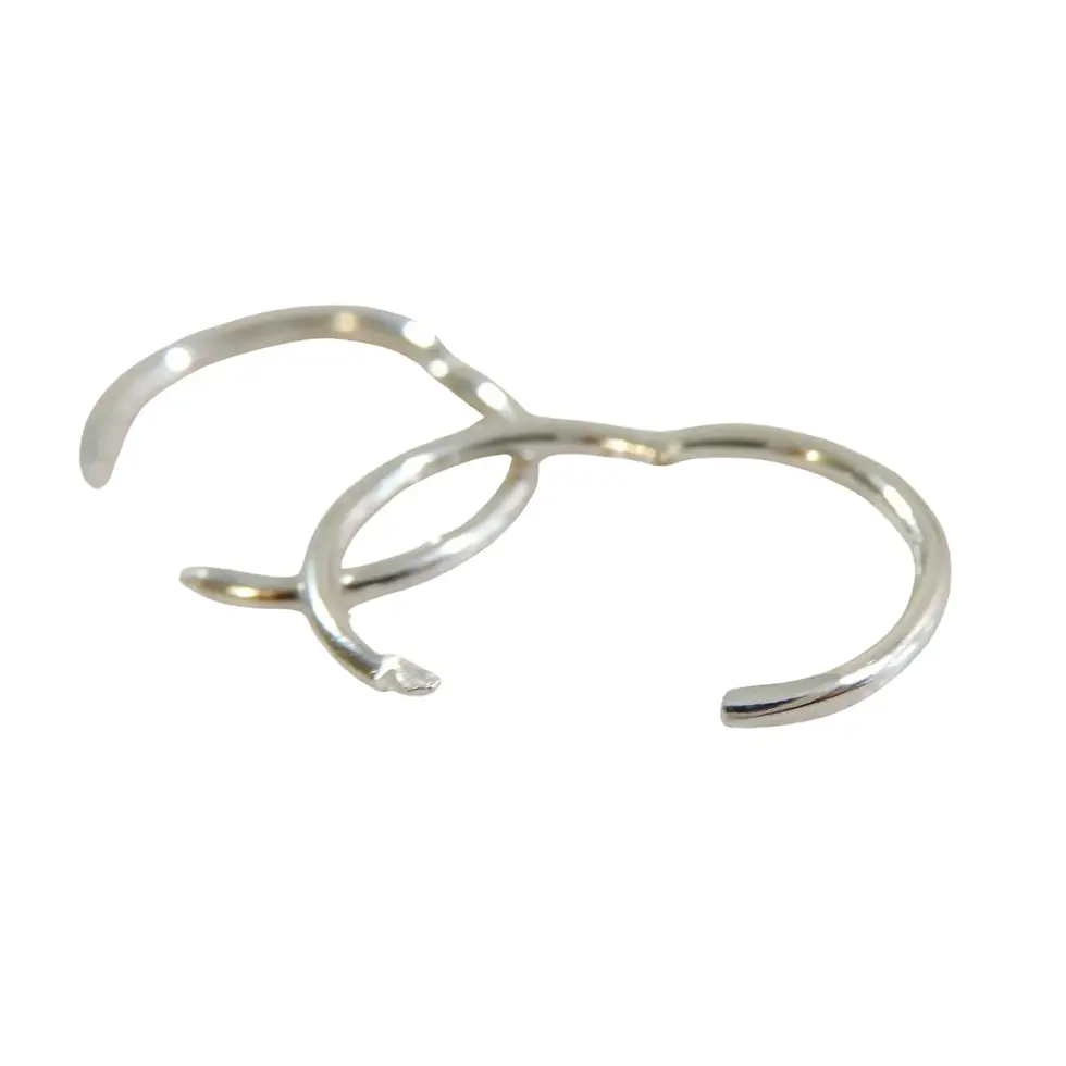 Thumbnail: Open 10mm white gold sleeper earrings on white background
