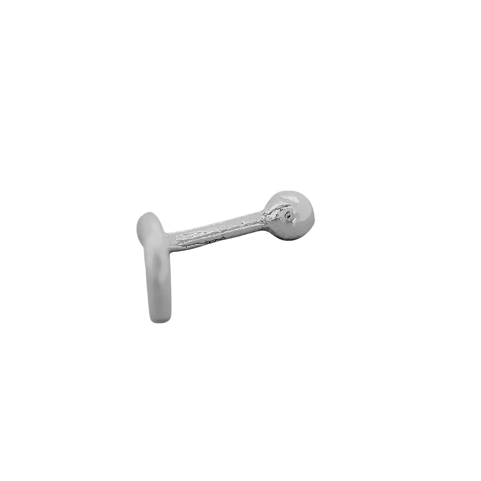 Thumbnail: Side profile of 9ct white gold nose stud with small ball and twist post.