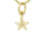 Close-up of 9ct yellow gold starfish pendant with textured finish on fine chain