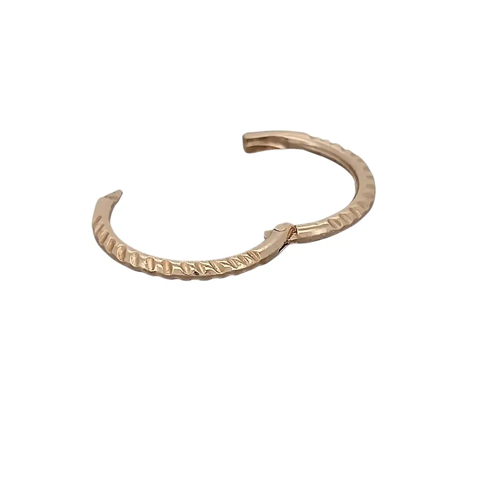Thumbnail: Small rose gold 8mm hinged hoop earring open clasp view