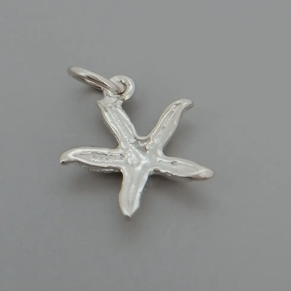 Thumbnail: Detailed sterling silver starfish charm for bracelet or necklace back view