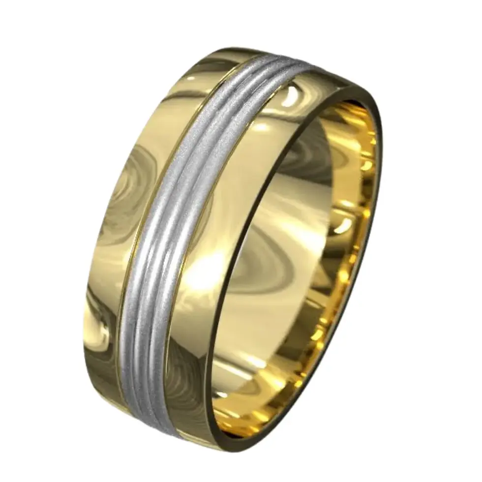 Thumbnail: 8mm wide 9ct yellow gold ring with brushed wire design