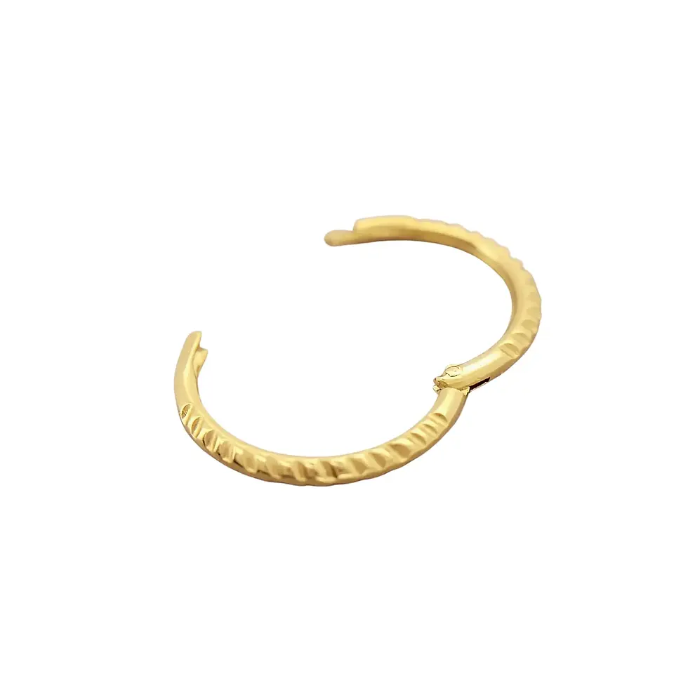 Solid gold hinged hoop with classic twisted design