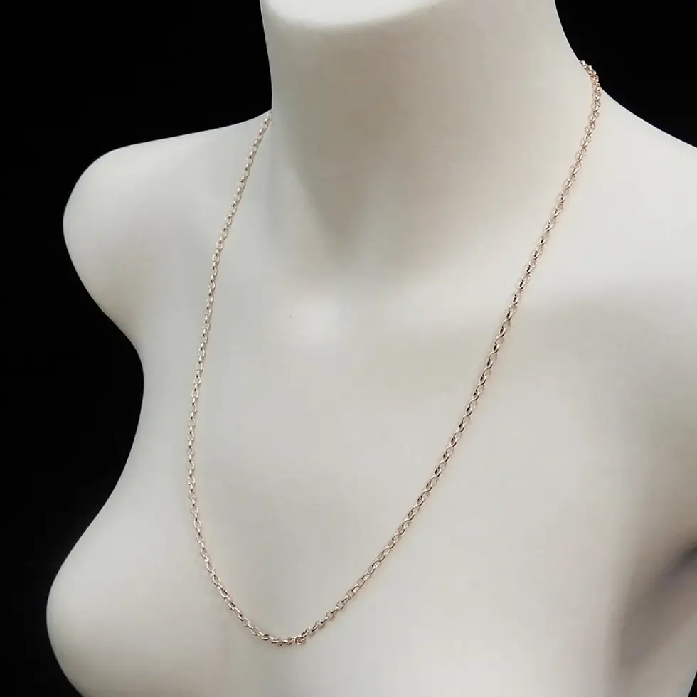 Thumbnail: Elegant 2.5mm rose gold belcher chain necklace on mannequin bust
