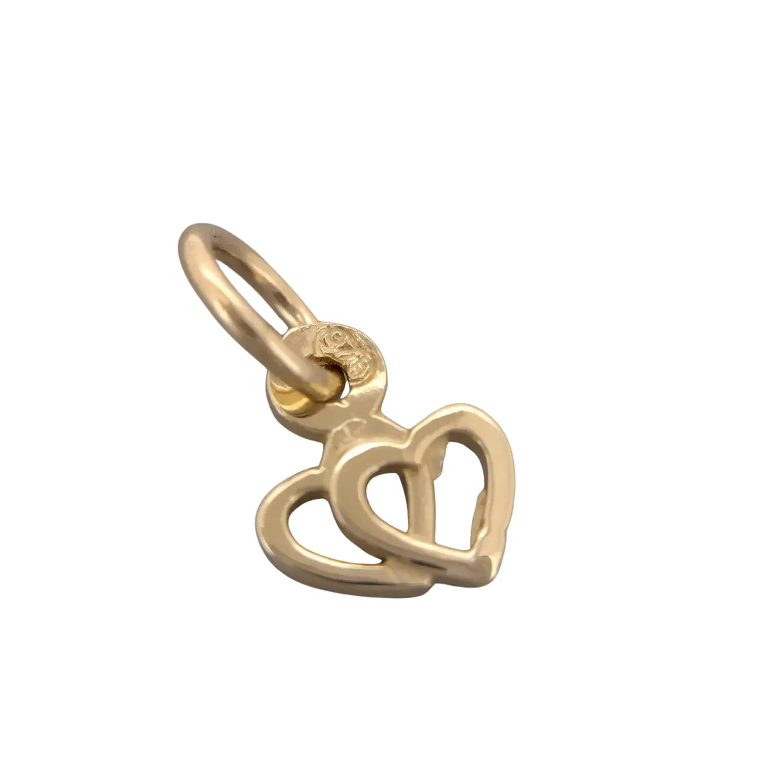 9ct yellow gold double open hearts pendant charm