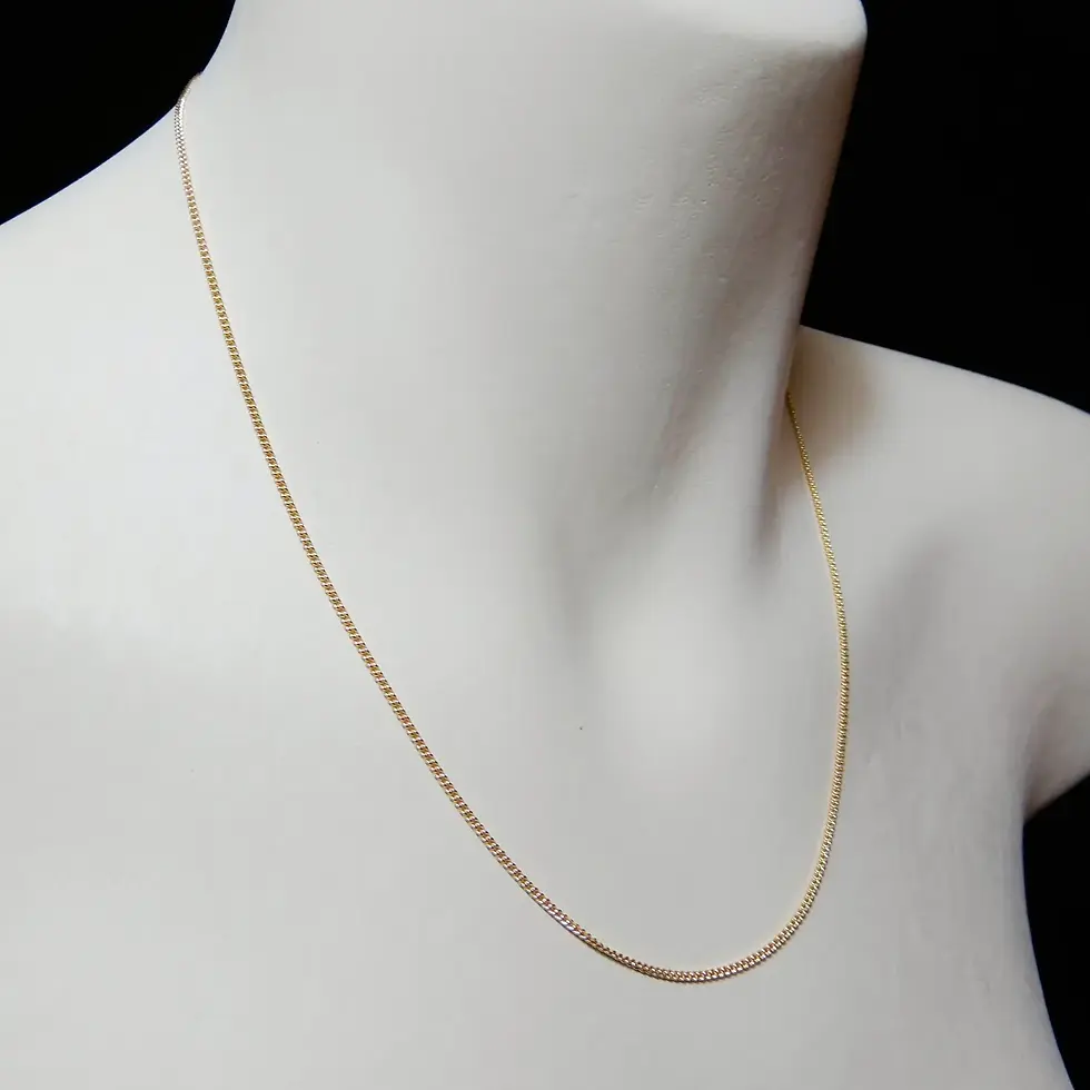 Thumbnail: Side clasp detail view of 9ct yellow gold 1.4mm curb chain necklace