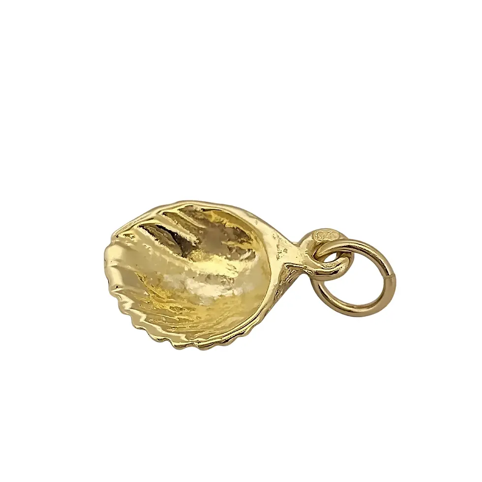 Thumbnail: Interior view of 9ct yellow gold seashell pendant showing concave detail