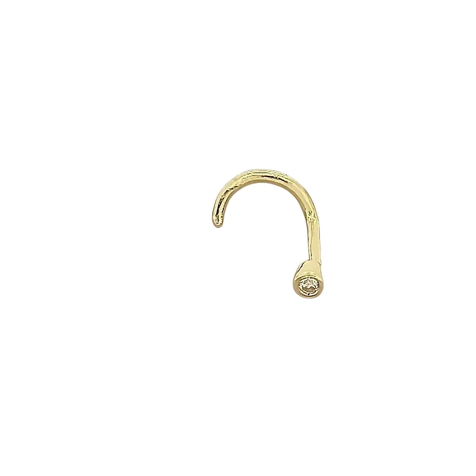 Thumbnail: Polished 9ct gold nose stud with real diamond set in corkscrew post