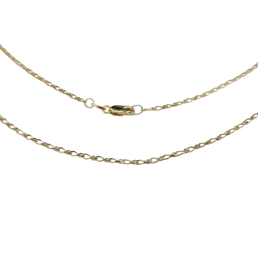 Lobster clasp detail on 9ct yellow gold diamond-cut Figaro chain