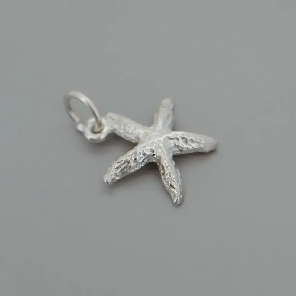 Thumbnail: Solid sterling silver starfish pendant charm side angle view