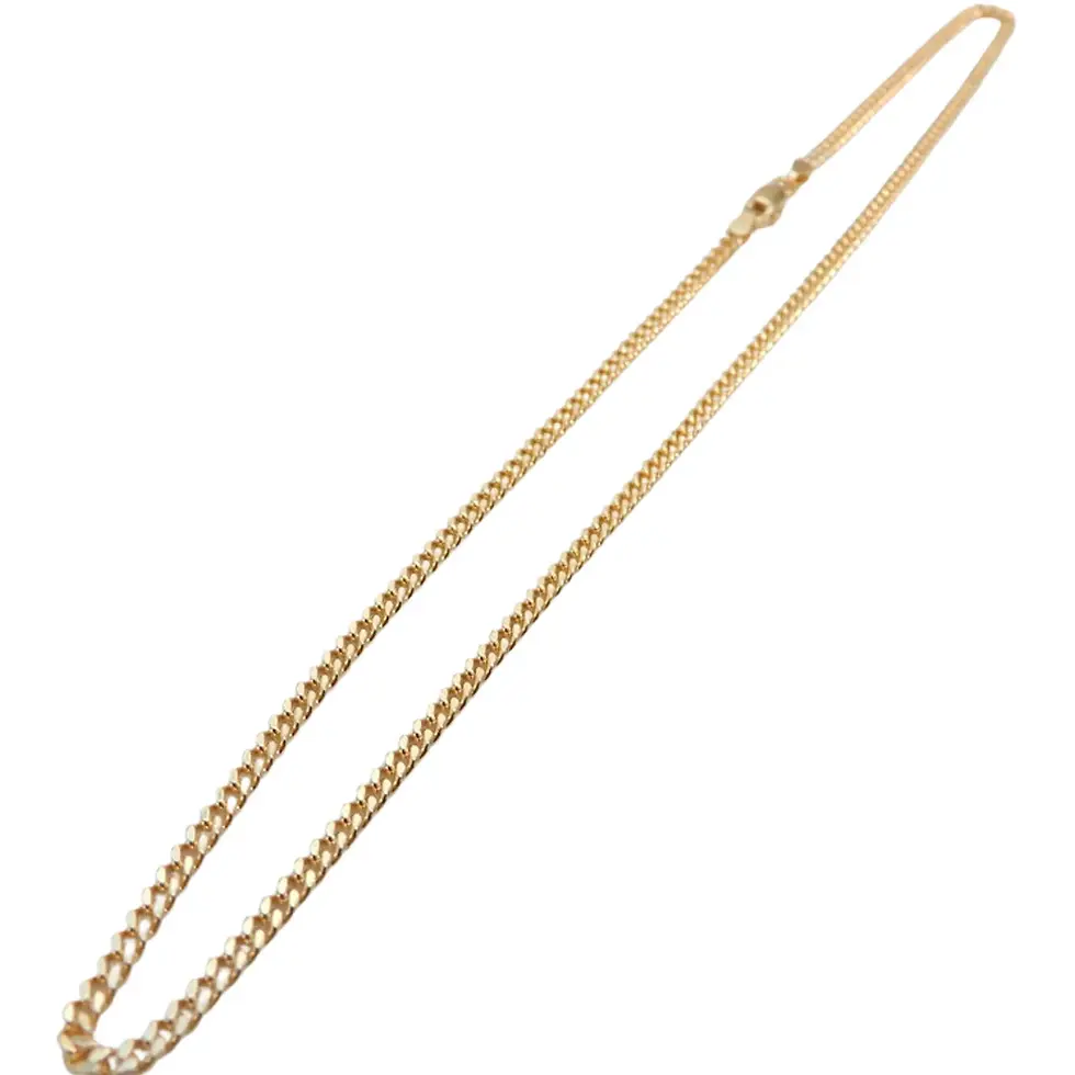 Thumbnail: Full-length 9ct yellow gold curb chain necklace displayed in oval shape.