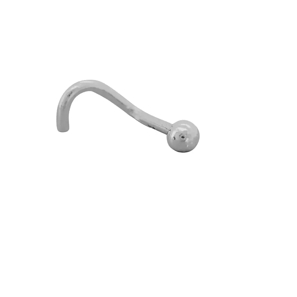 Thumbnail: Reverse angle of 9ct white gold nose stud with polished ball end.