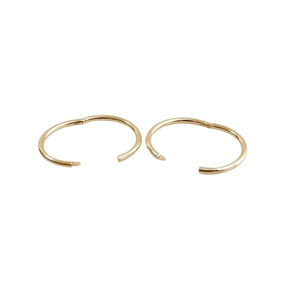 Thumbnail: Open 12mm 9ct yellow gold sleeper hoops displayed side by side