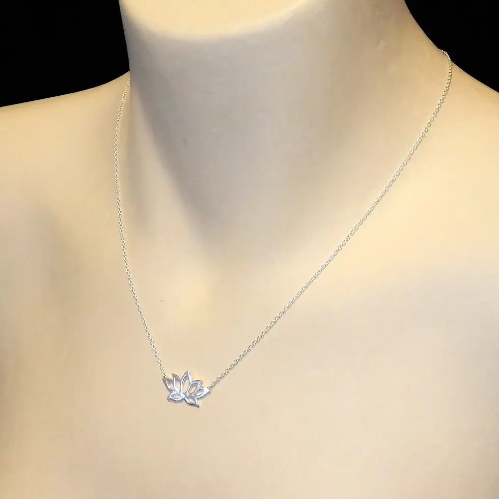 Thumbnail: Minimalist sterling silver lotus necklace symbolising purity and renewal