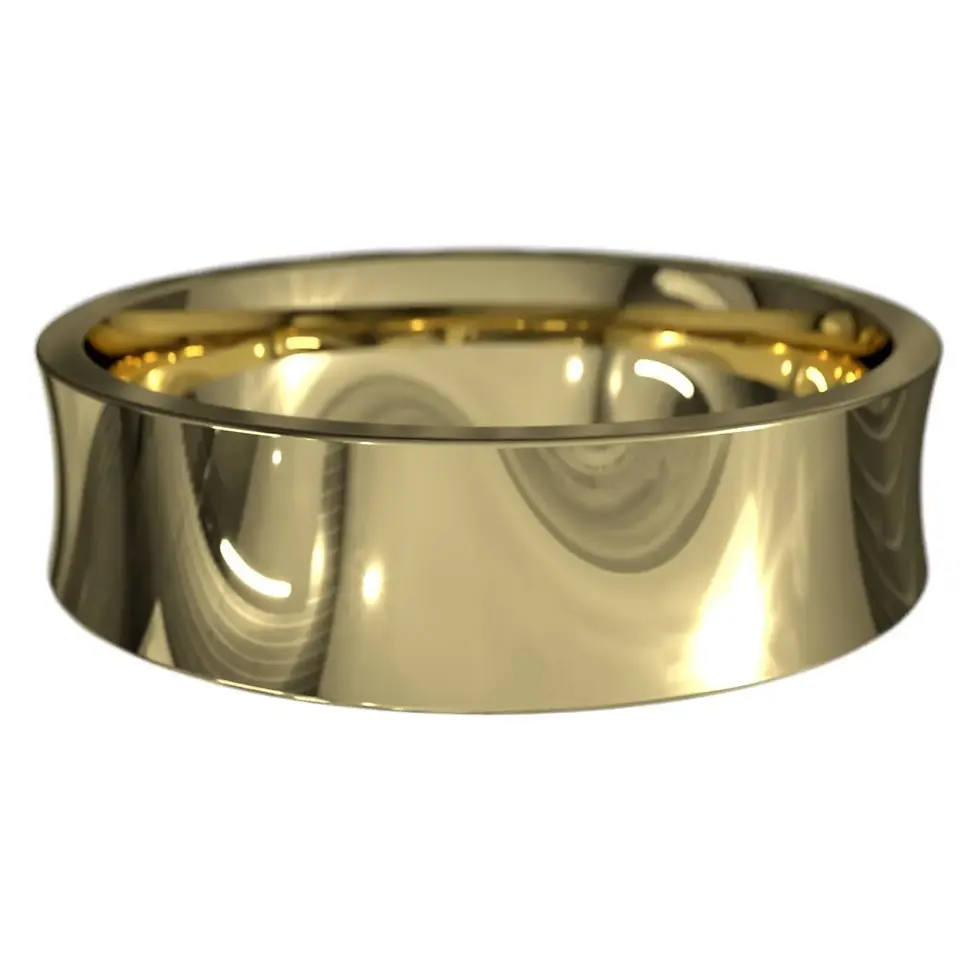Thumbnail: Polished 9ct yellow gold concave ring handcrafted in Australia