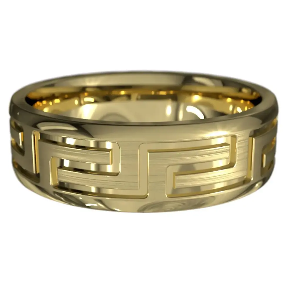 Thumbnail: Heritage-inspired 9ct yellow gold ring with Greek Key detail
