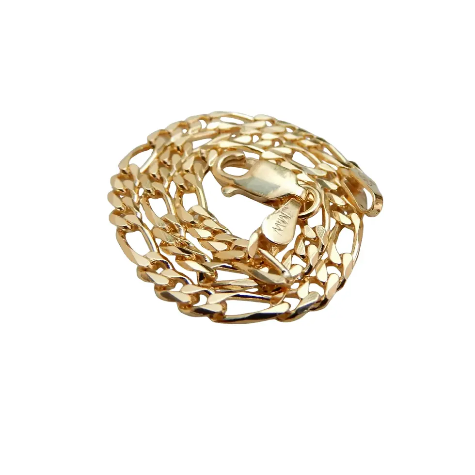 Thumbnail: Coiled 2.8mm yellow gold Figaro bracelet with polished links