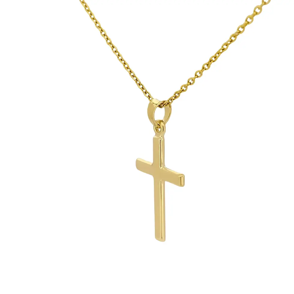 Thumbnail: 9ct yellow gold hollow cross pendant at slight angle