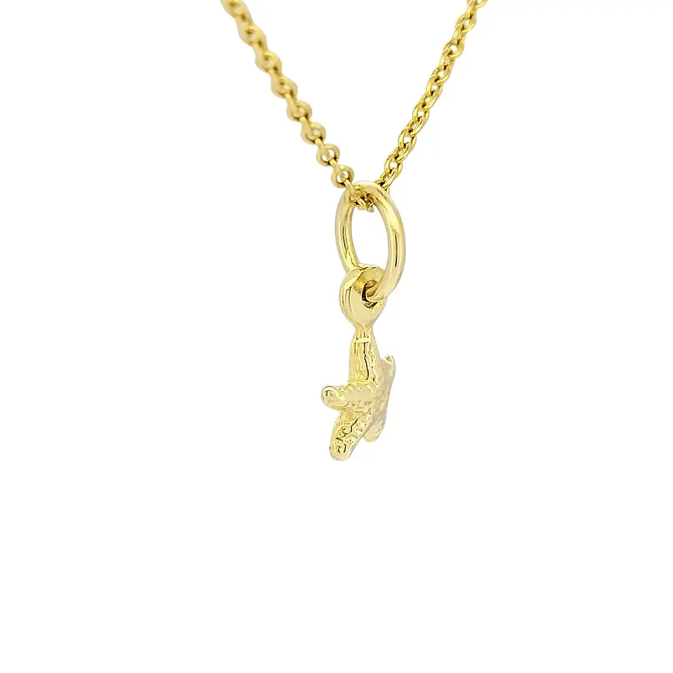 Thumbnail: Side view of 9ct yellow gold starfish pendant necklace on white background