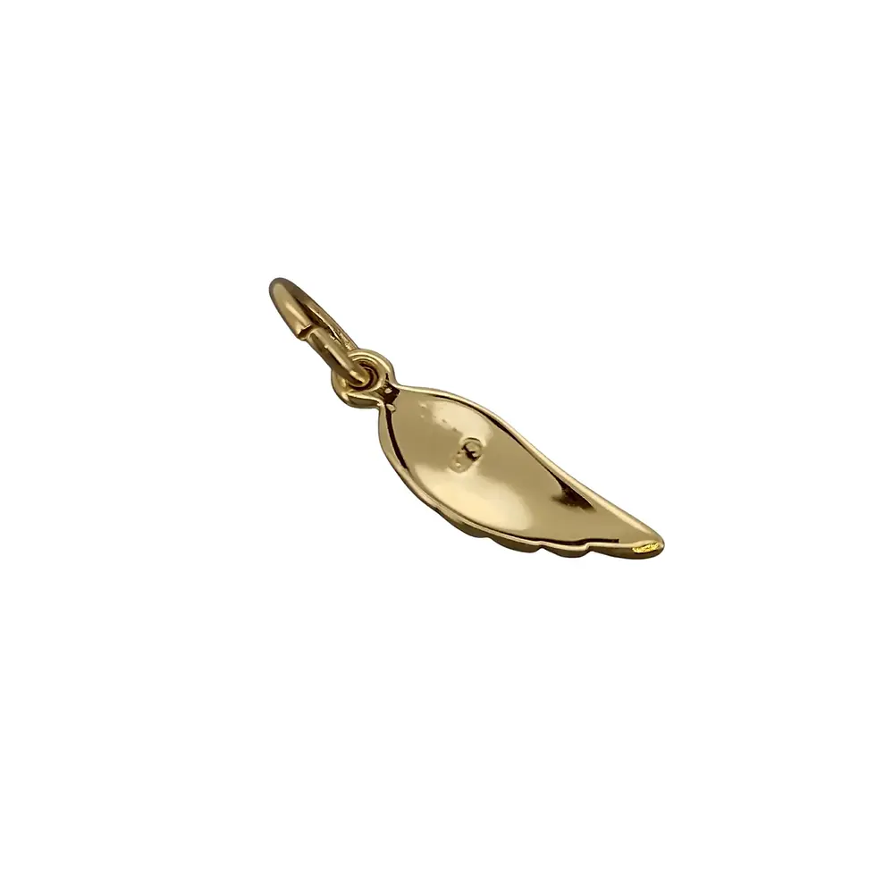 Thumbnail: Flat display of gold wing charm showing feather details