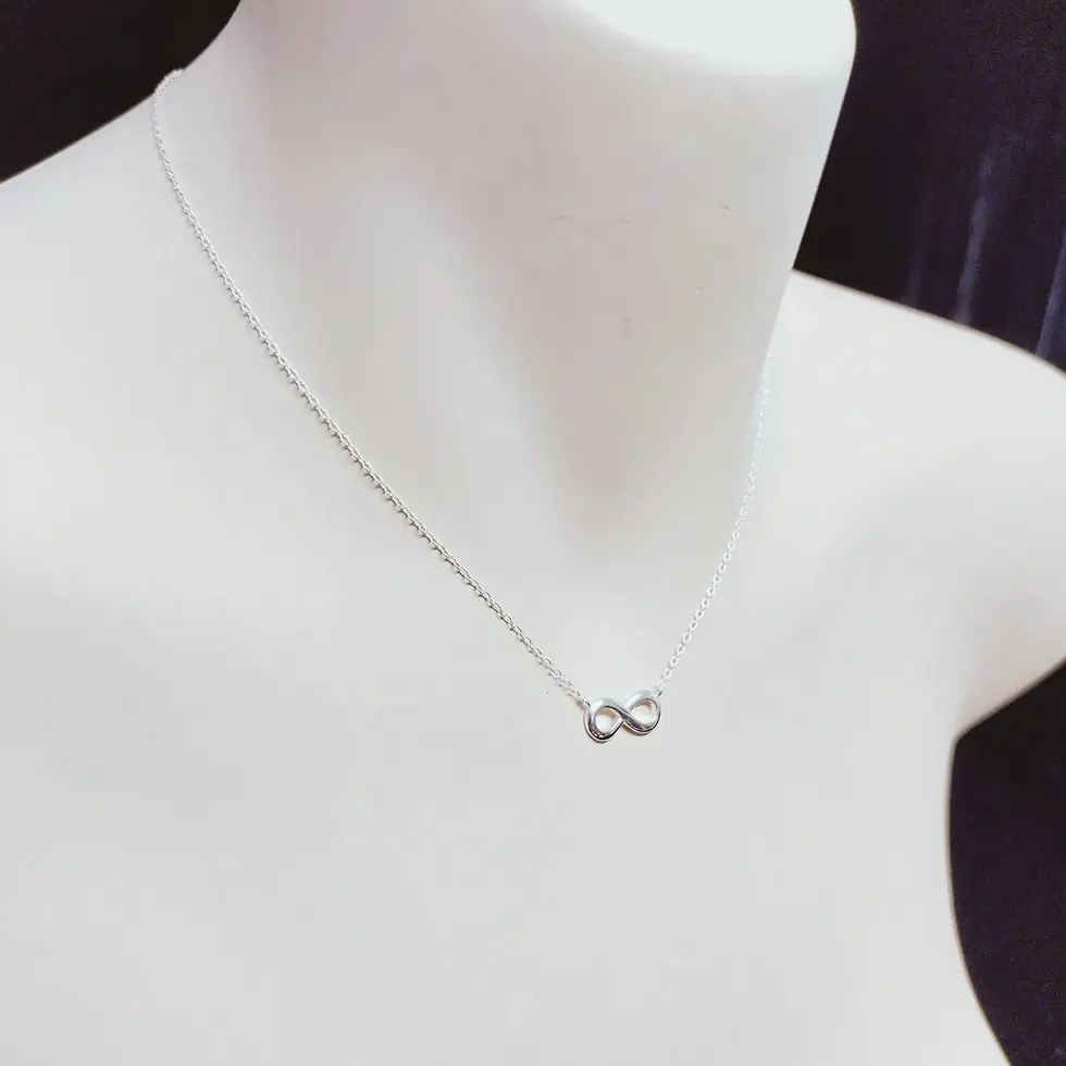 Thumbnail: Minimalist sterling silver infinity pendant with adjustable chain
