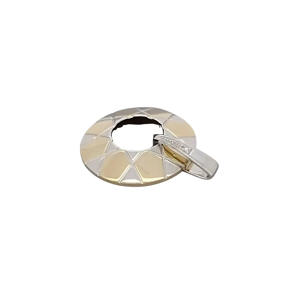 Thumbnail: Refined circular pendant in 9ct two-tone gold with sparkling diamond
