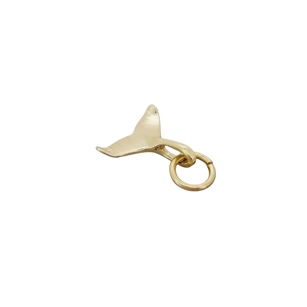 Thumbnail: Minimalist ocean-themed whale tail charm in solid yellow gold