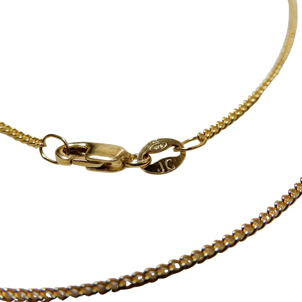 Thumbnail: Fine 1.4mm yellow gold curb chain necklace with polished links close-up
