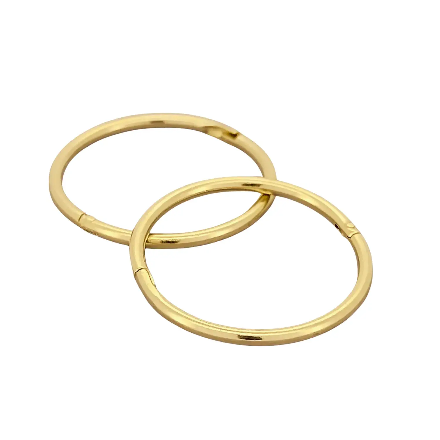 Pair of 9ct yellow gold 14mm sleeper earrings with polished finish