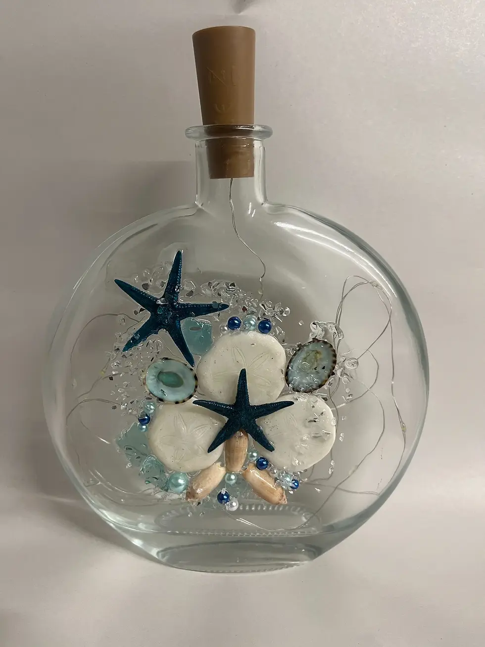 Resin Bottle Lights or Wood Base Coastal Art