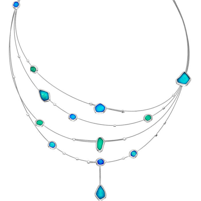 Sea glass and enamel necklaces