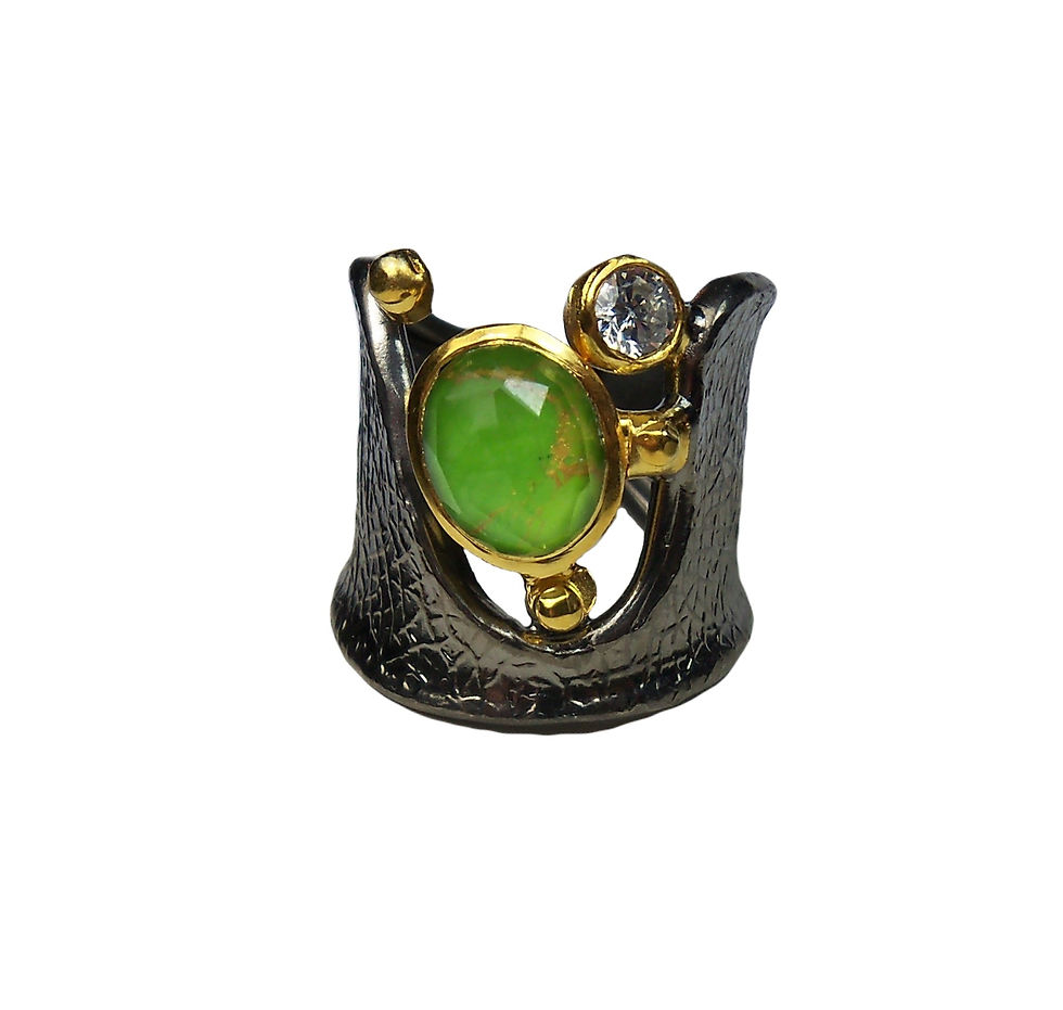 Greek Handmade Ring with Gemstones