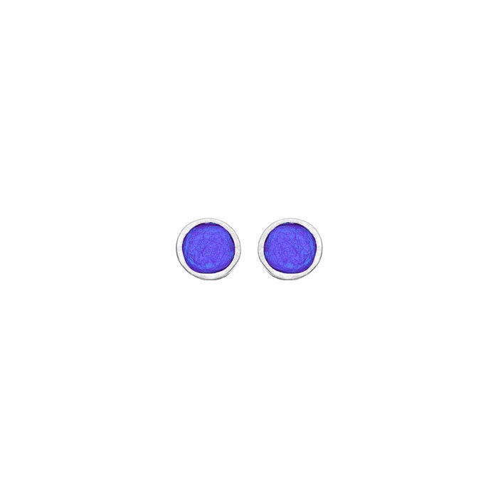 Thumbnail: Small Round Earrings in Sterling Silver with Enamel