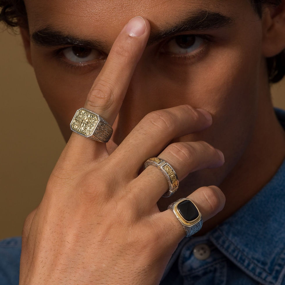 Handmade men’s ring in gold and silver