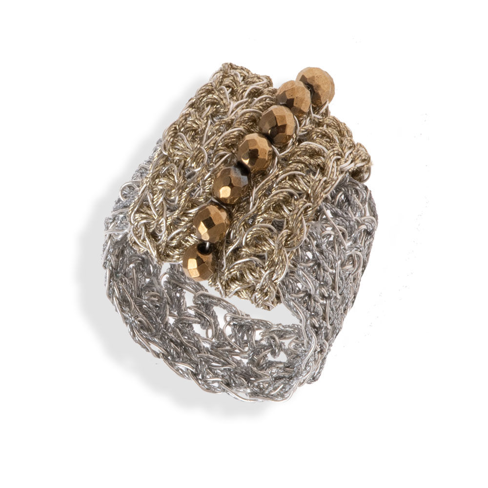 Ring in Sterling Silver Wire with Iron Pyrite