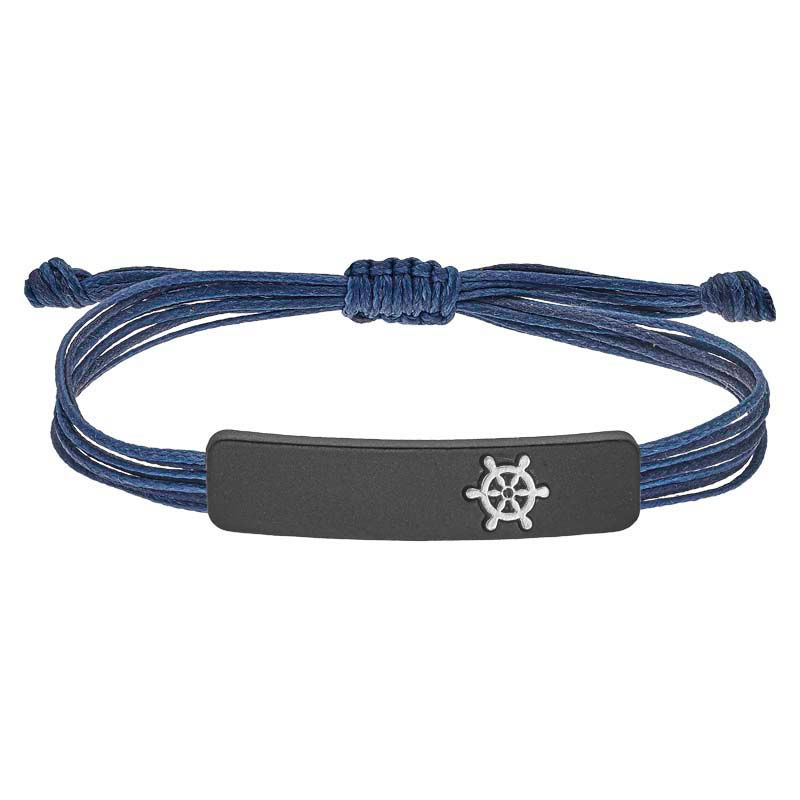 Μικρογραφία: Handmade adjustable cord bracelet with metal charm – minimalist unisex jewelry.