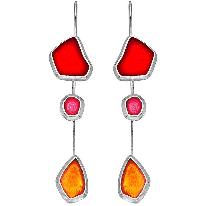 Thumbnail: Sea glass and enamel earrings