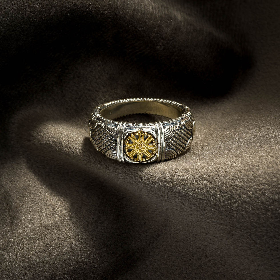 Handmade men’s ring in gold and silver