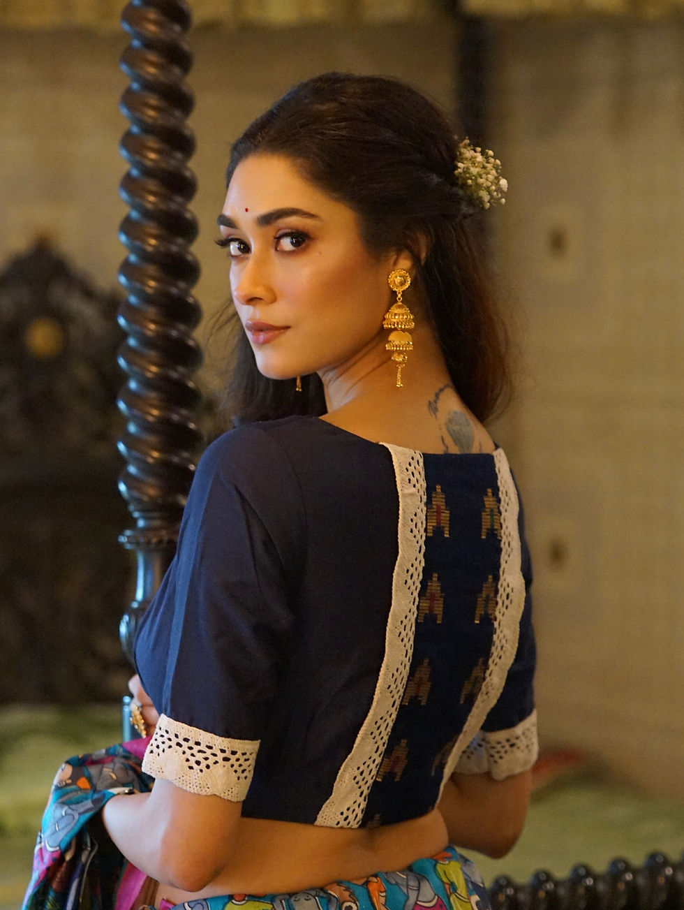 Thumbnail: Jamdani black Blouse .