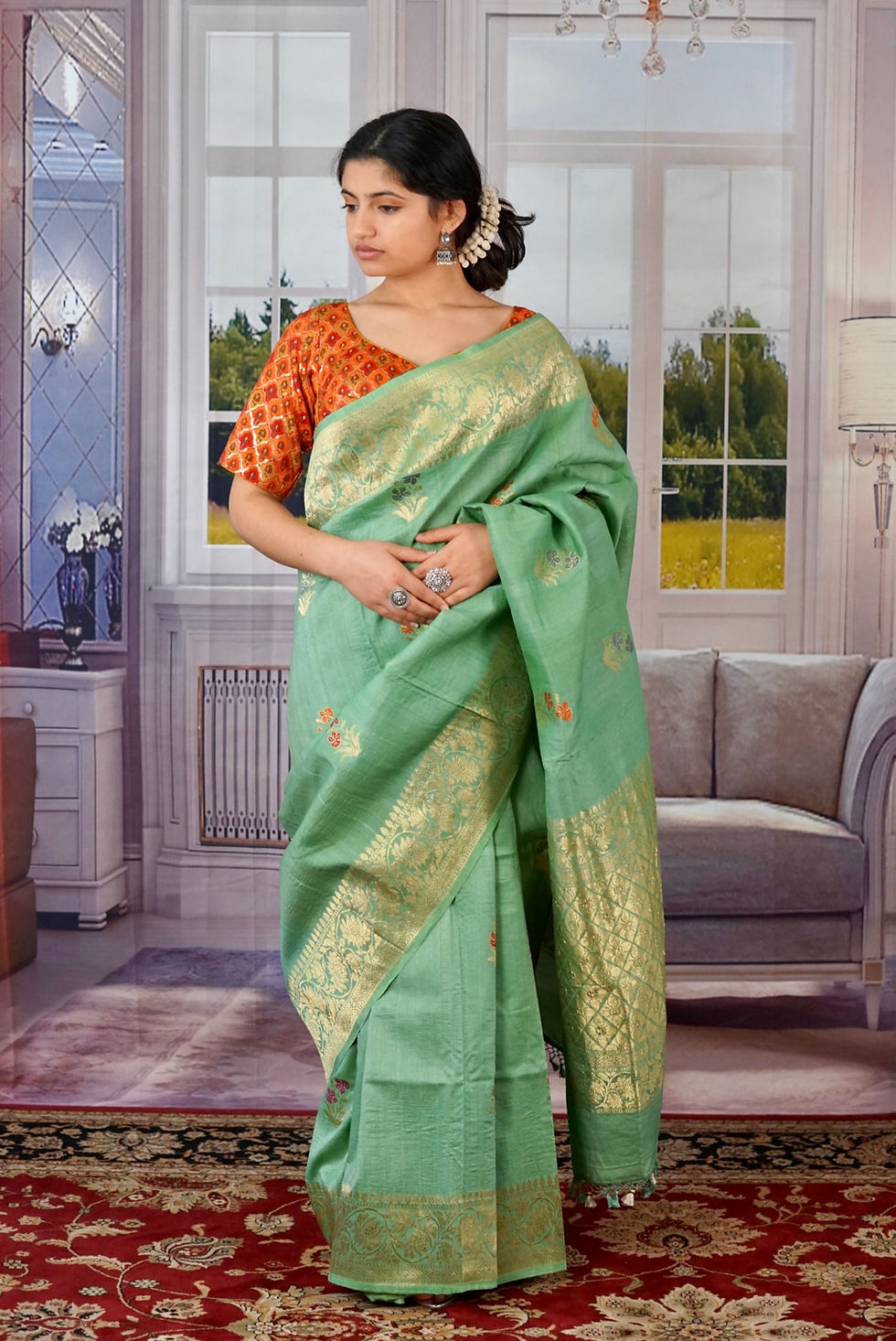 Thumbnail: Tussar Benarasi Saree.