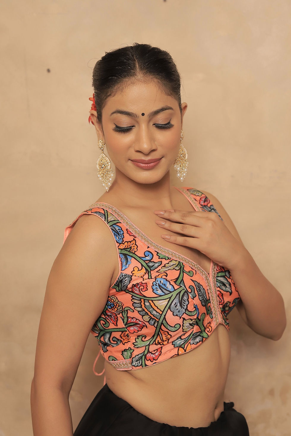 Thumbnail: Peach kalamkari blouse..