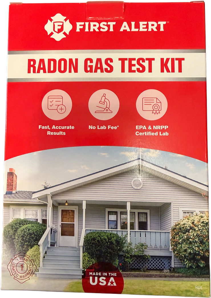 Radon gas test kits available online or at major retailers