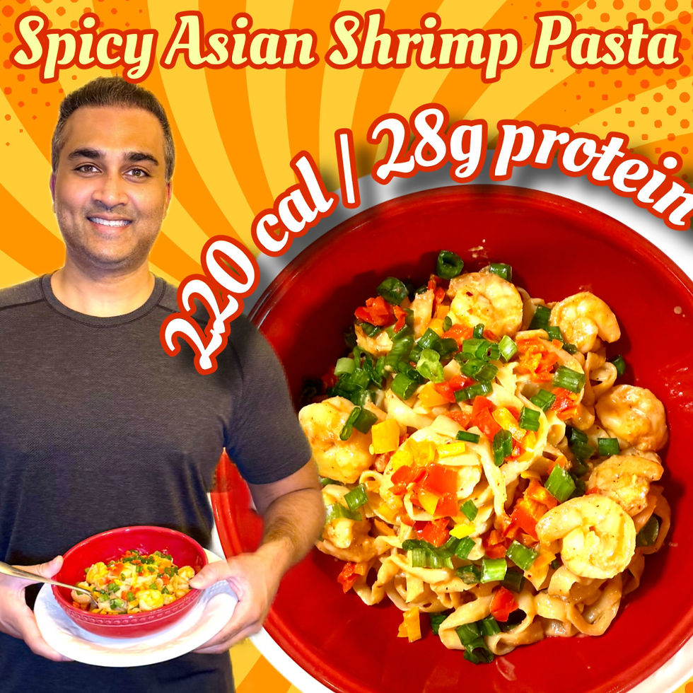 Spicy Asian Pasta with Creamy Sauce Packs 35 grams of Protein with 220 Cals