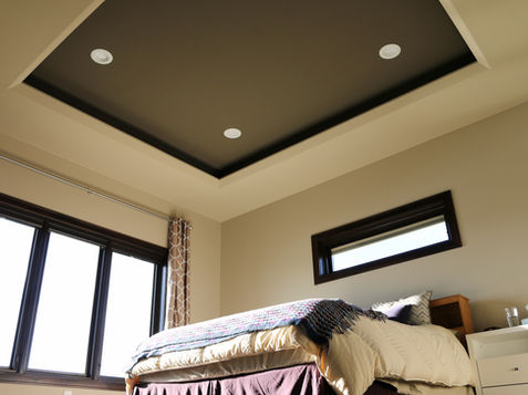 Custom light tray in new home master bedroom build